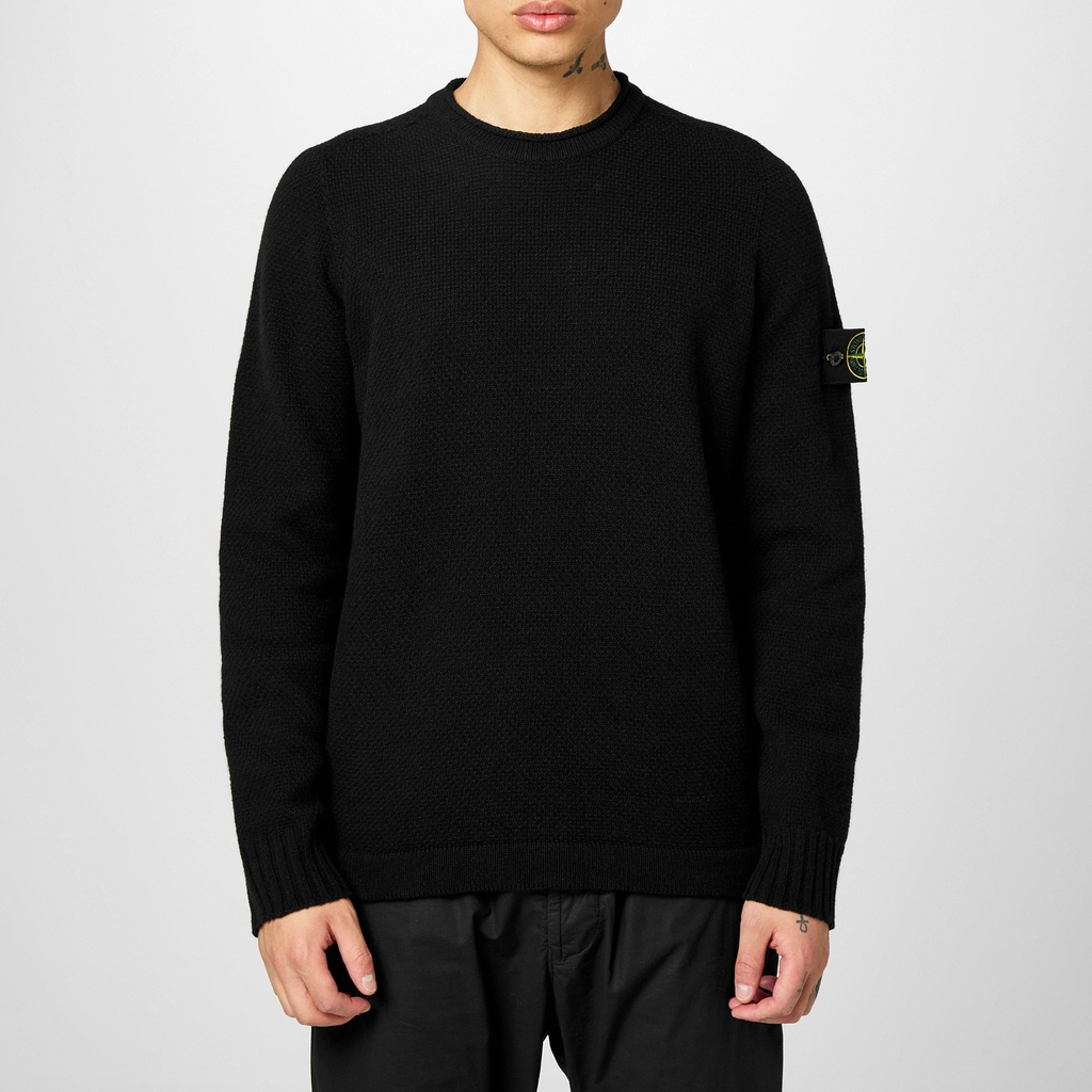 Stone Island Badge Knit Sweater - Black V0029